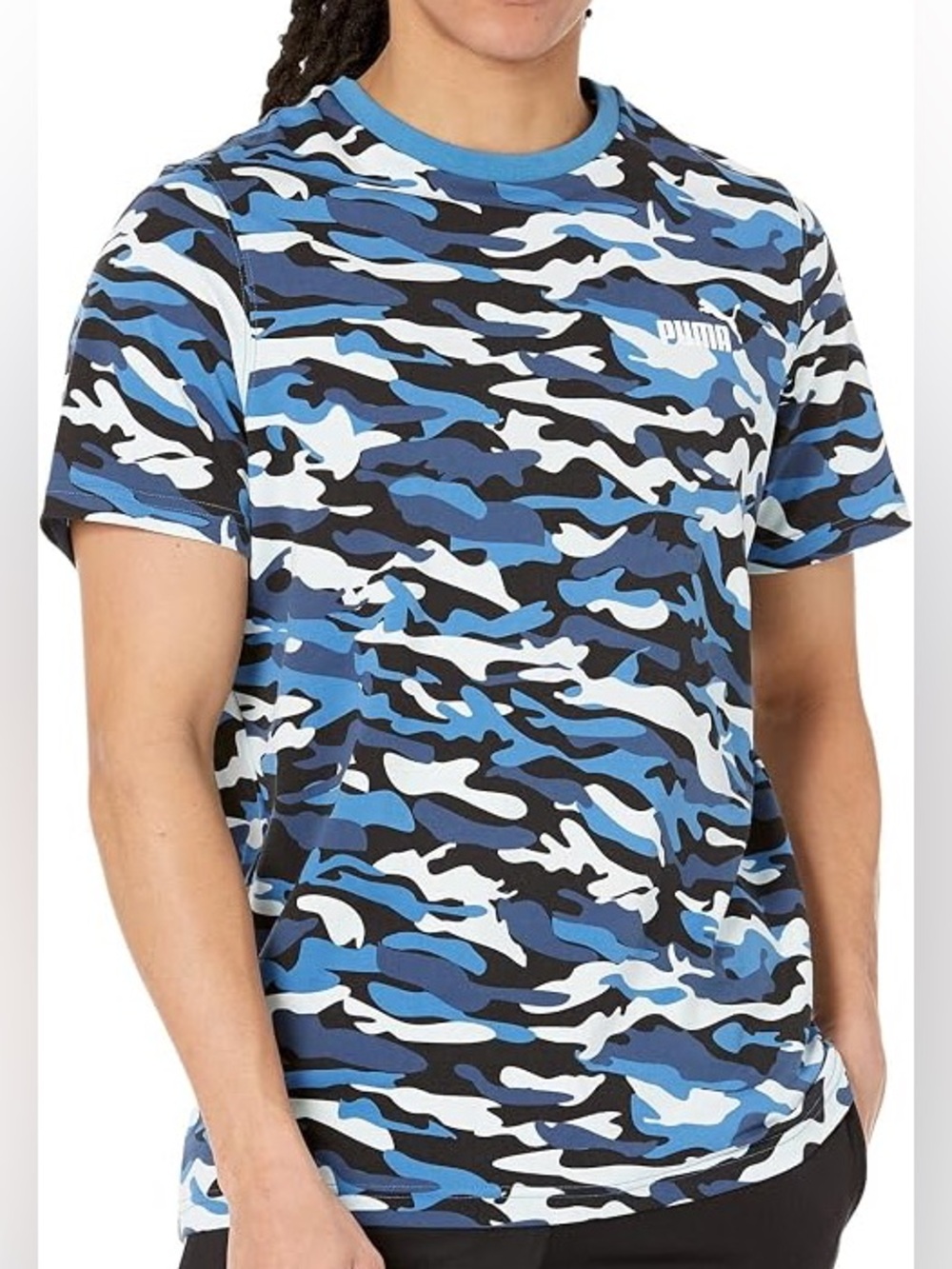 PUMA Blue White Black Camo Short Sleeve Crew Tee